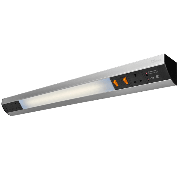 Power Station  (Under Cabinet) – with T5 14W Fluorescent Light, 3 Socket & Dual USB Quick charger