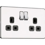 Flat Plate Screwless 2G DP Switched Double Socket