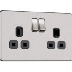 Flat Plate Screwless 2G DP Switched Double Socket