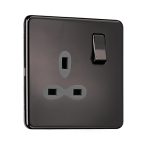 Slimline Screwless 1G DP Switched Single Socket