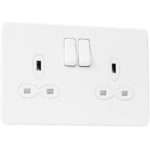 Slimline Screwless 2G DP Switched Double Socket