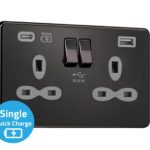 Slimline Screwless 2G DP Switched Double Socket