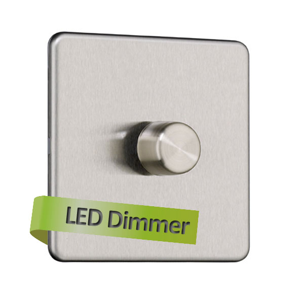 Flat Plate Screwless 2G 2 way 200W Universal LED Dimmer Switch (Trailing Edge)