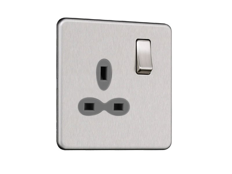 Slimline Screwless 1G DP Switched Single Socket