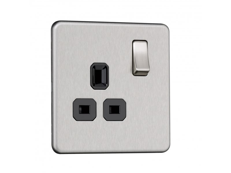 Flat Plate Screwless 1G DP Switched Single Socket