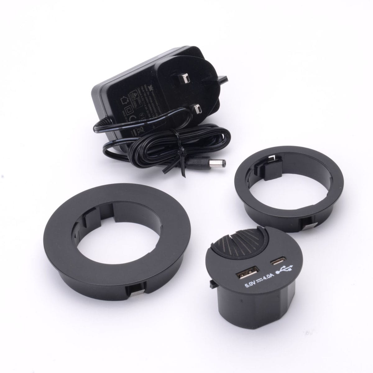 Desktop Grommet with Dual USB Charger See Switches