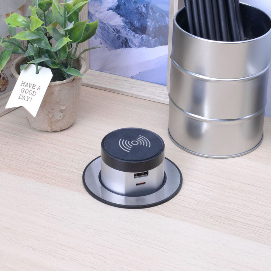 Wireless Pop Up Charger with USB-A and USB-C Outlets (Single USB-C Quick Charger)