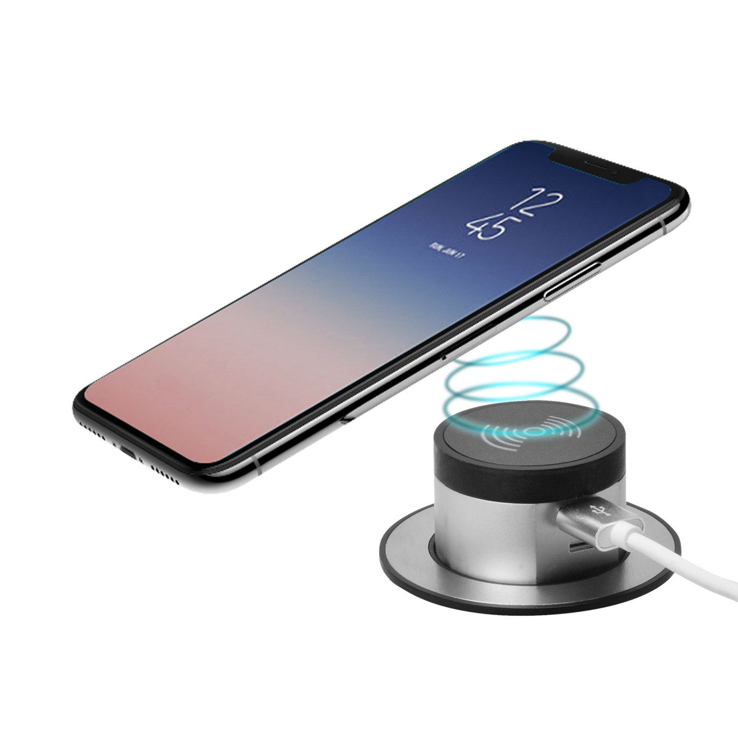 Wireless Pop Up Charger with USB-A and USB-C Outlets (Single USB-C Quick Charger)