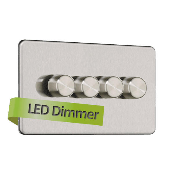 Slimline Screwless 4G 2 way 200W Intelligent LED Dimmer Switch (Compatible with Leading or Trailing edge)